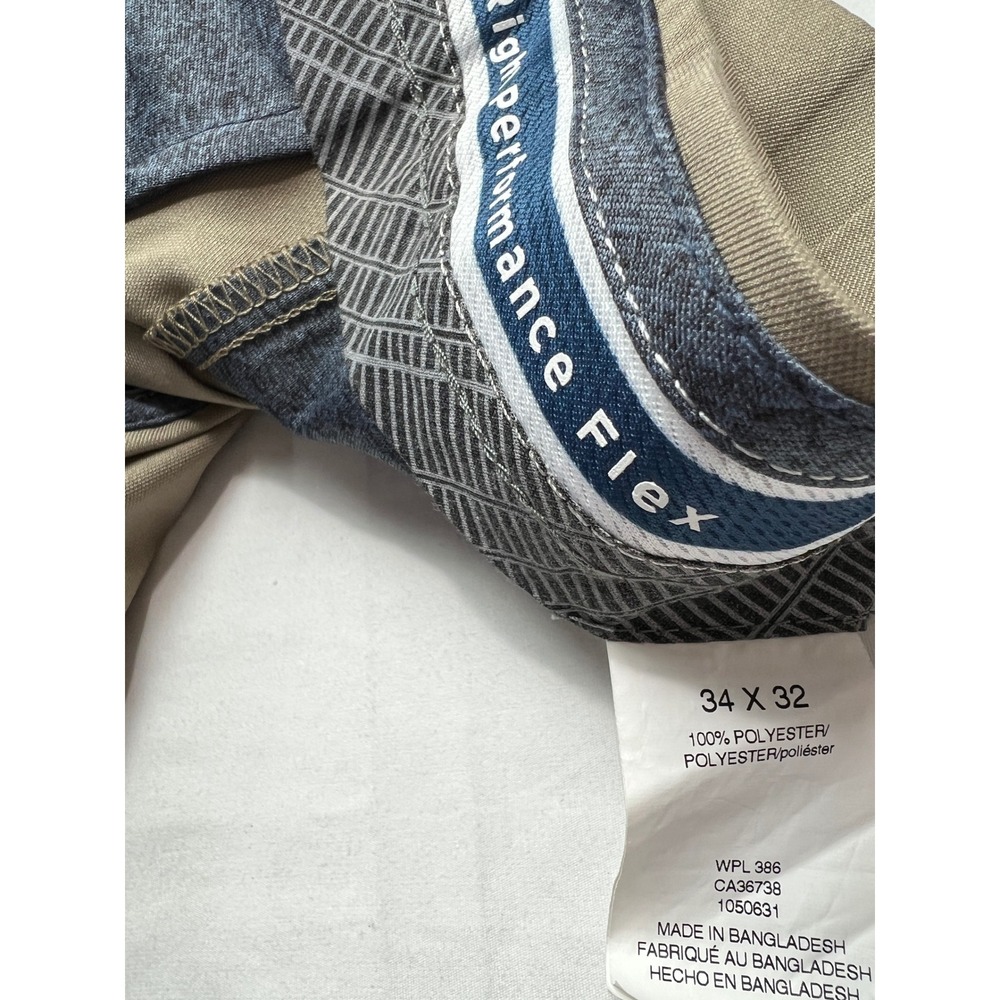 Haggar Chino Pant Men 34x32 Khaki Tan Cool Right Performance Flex Golf Slack G04 - Picture 3 of 11